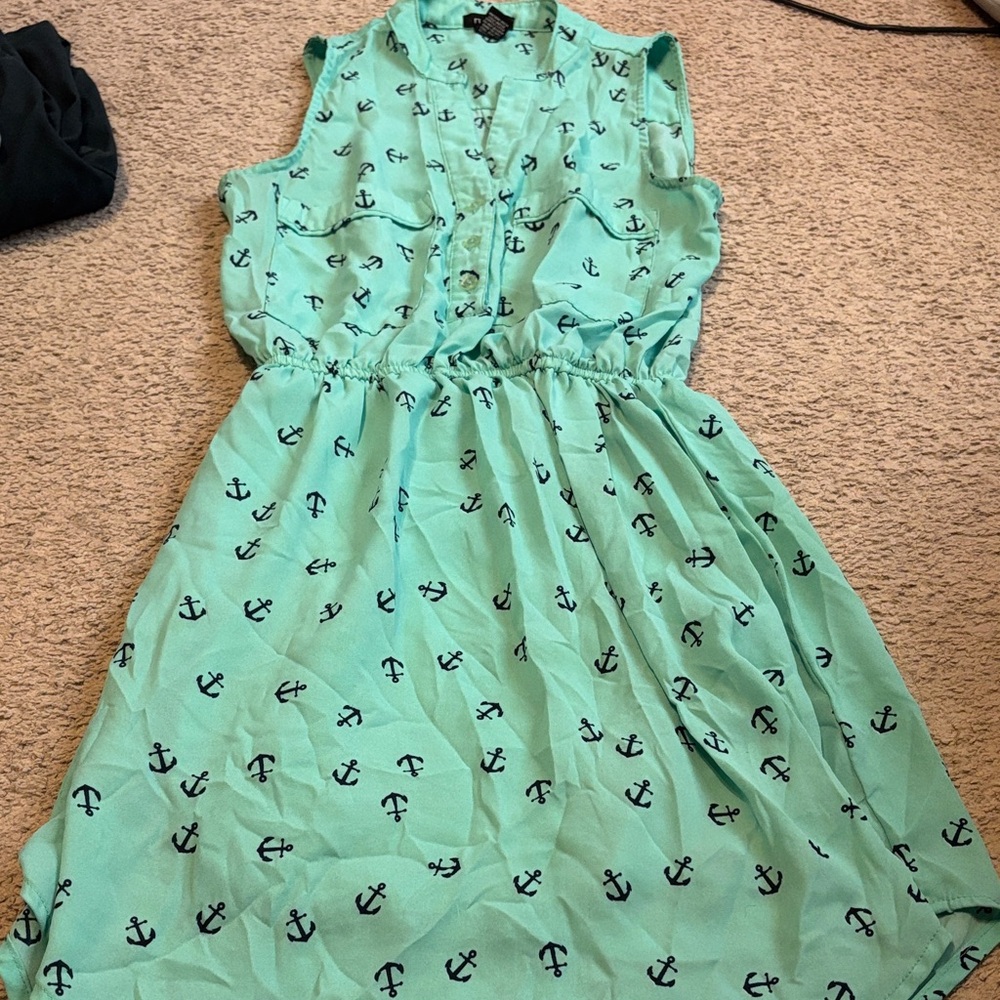 Forever 21 Mint Anchor Print High Low Dress